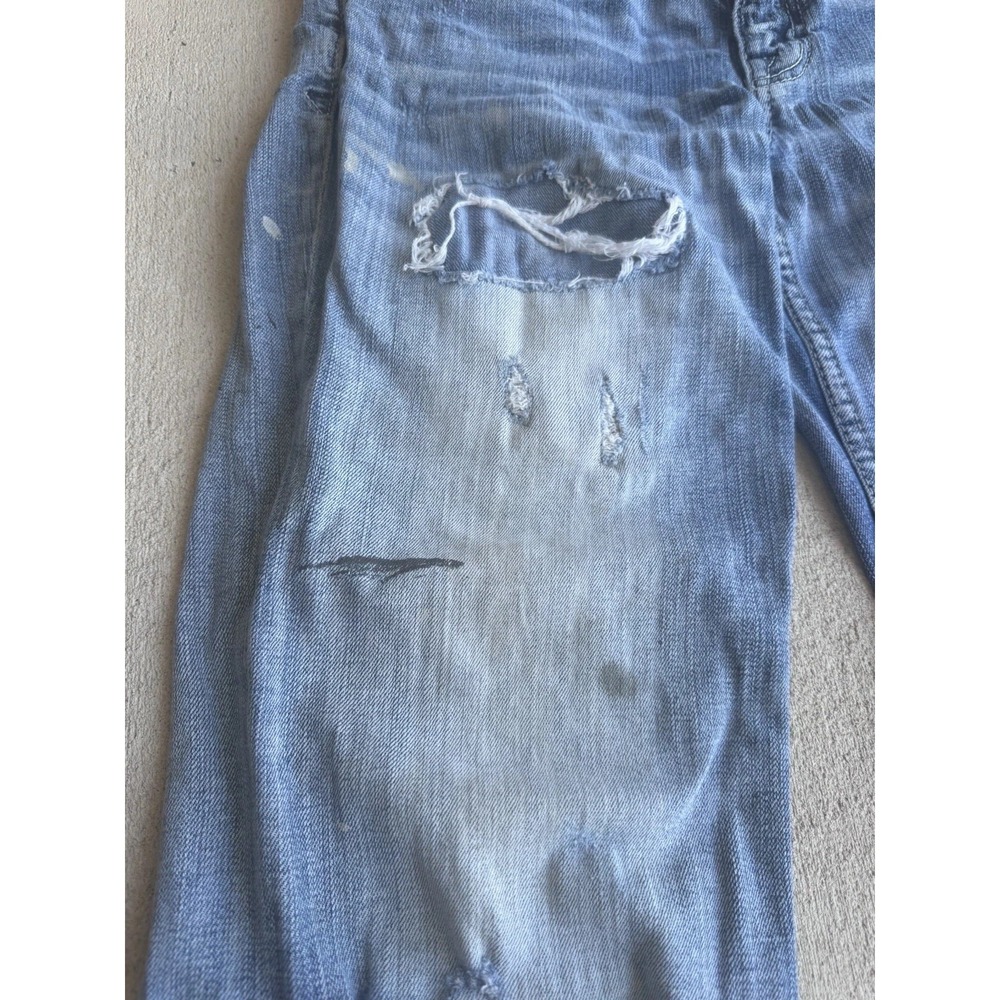 BKE Jake Bootleg Jeans Mens 30x32 Light Wash Blue Very Distressed Stained Denim - Picture 7 of 12